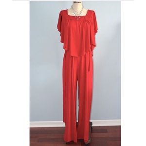 Emma and Michele | Red Vintage Chic Boho jumbsuit